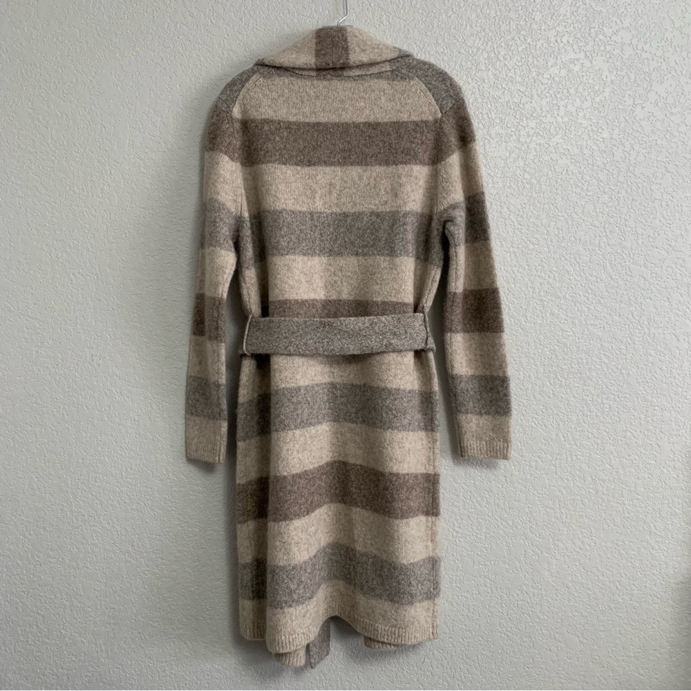 Jenni Kayne Belted Sweater Coat Cardigan Womens XS Wool Long Striped Pockets - Picture 5 of 16
